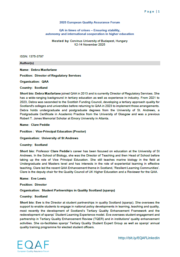 The impact of student partnership – how embedding student partnership in the Scottish Tertiary Enhancement Framework is supporting responsiveness and resilience at an institutional and national level in Scotland