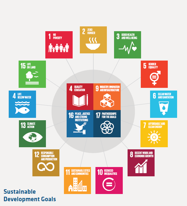 SDGs figure displaying the unique contribution of universities to Sustainable Development Goals