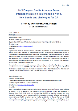 Capacity building in quality assurance through international cooperation: key takeaways from the HAQAA2 initiative for four experts from European agencies