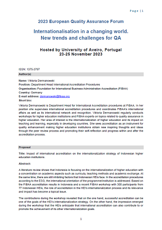 Impact of international accreditation on the internationalization strategy of Indonesian higher education institutions