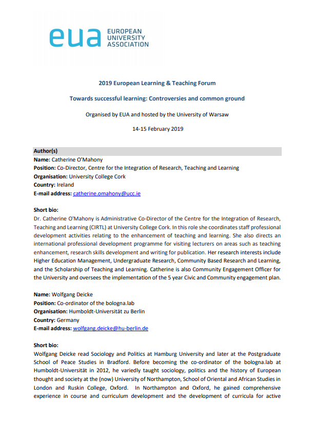 Making research work - institutional support for research-based learning as a form of active learning