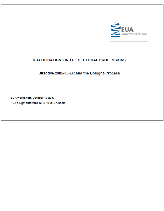 Background note on Qualifications in the Sectoral Professions