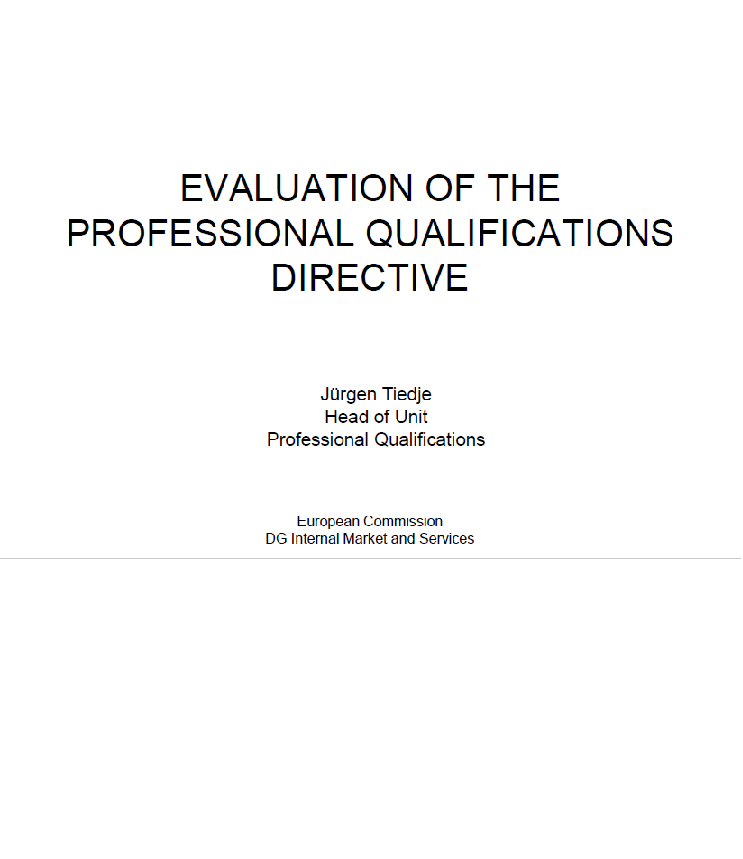 Presentation on the Evaluation of the Professional Qualifications Directive