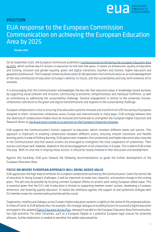 EUA response to the European Commission Communication on achieving the European Education Area by 2025